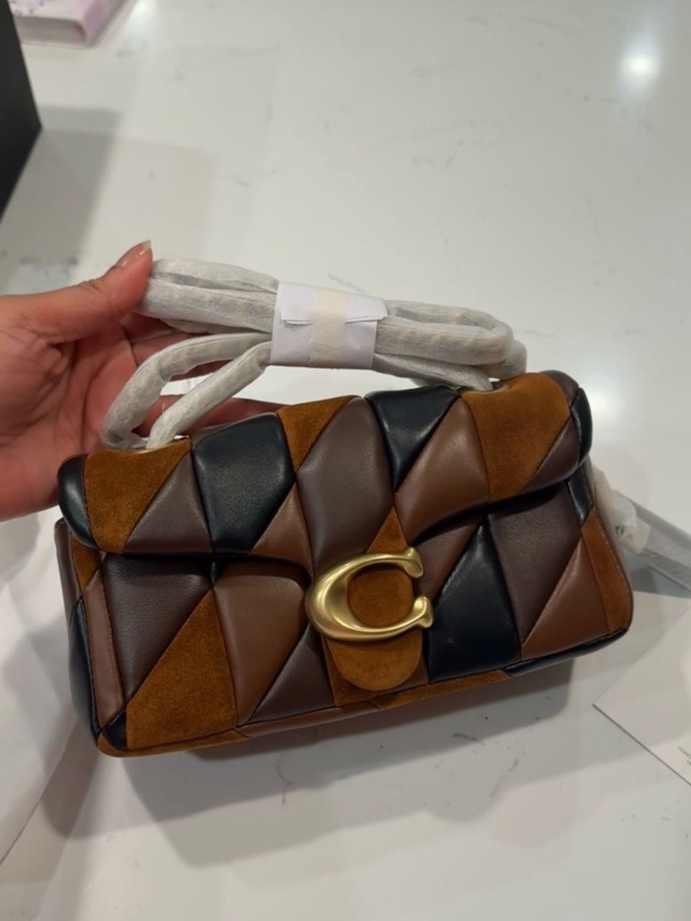 Coach Tabby Small Patchwork in Brown and Black